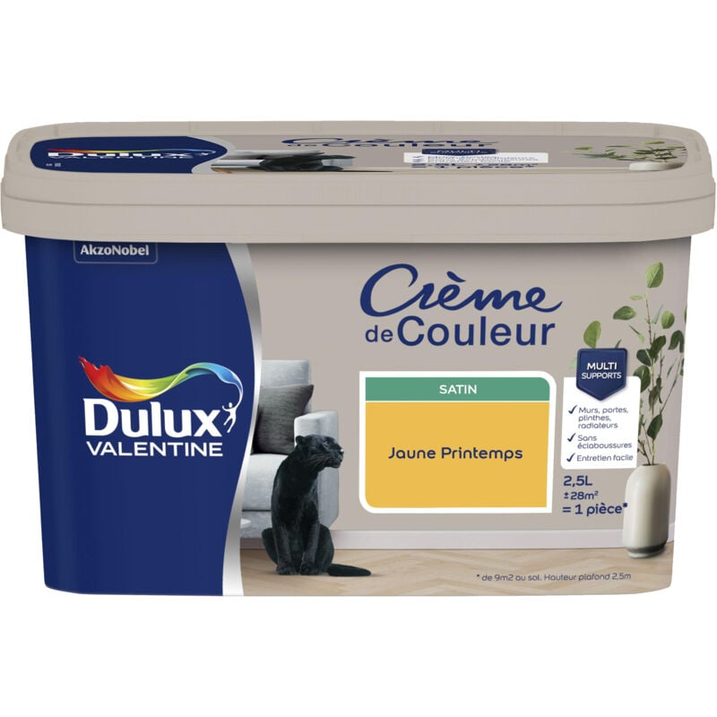 Dulux Valentine - Peinture Crème De Couleur Satin Jaune Printemps 2,5 l