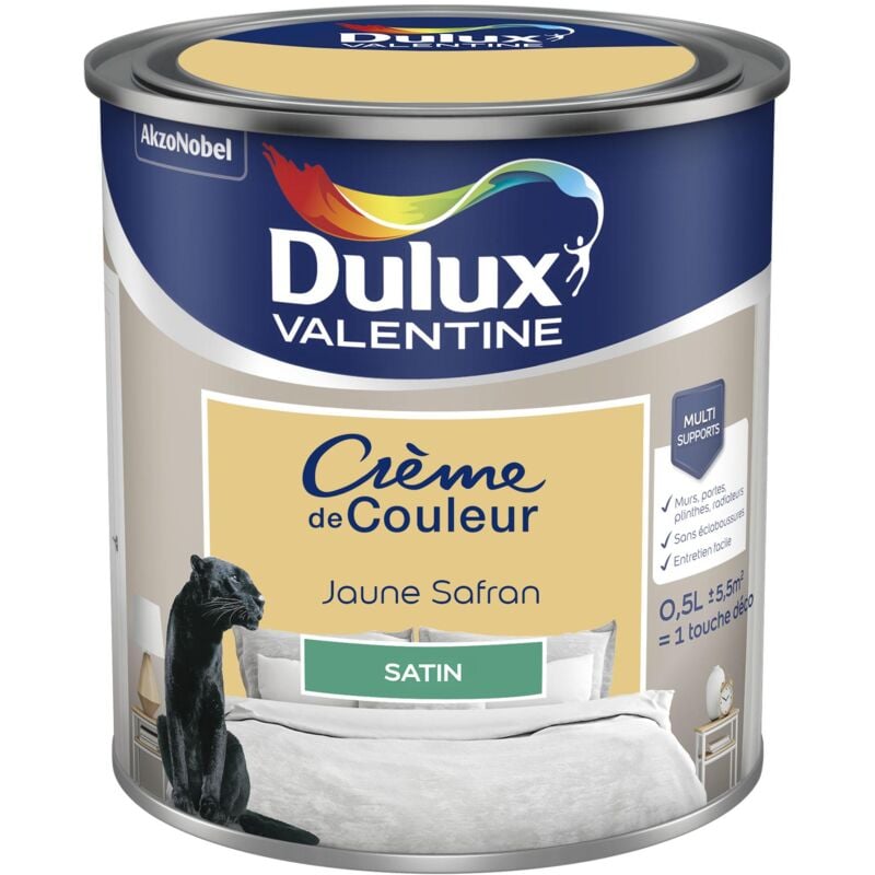 Peinture Crème De Couleur Satin Jaune Safrané 0,5 l Dulux Valentine