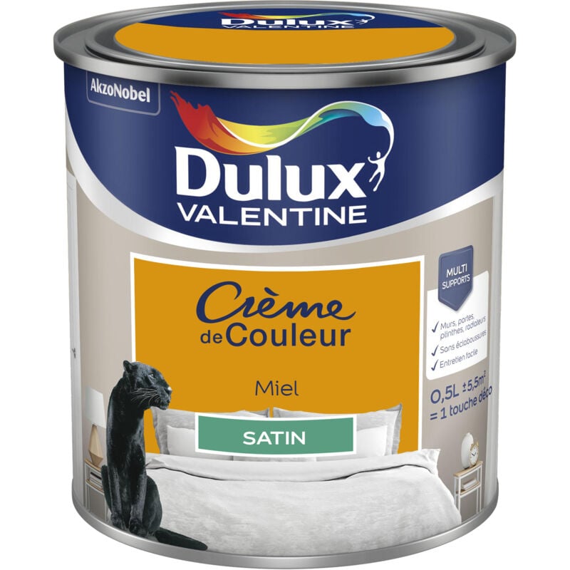Dulux Valentine - Peinture Crème De Couleur Satin Miel 0,5 l
