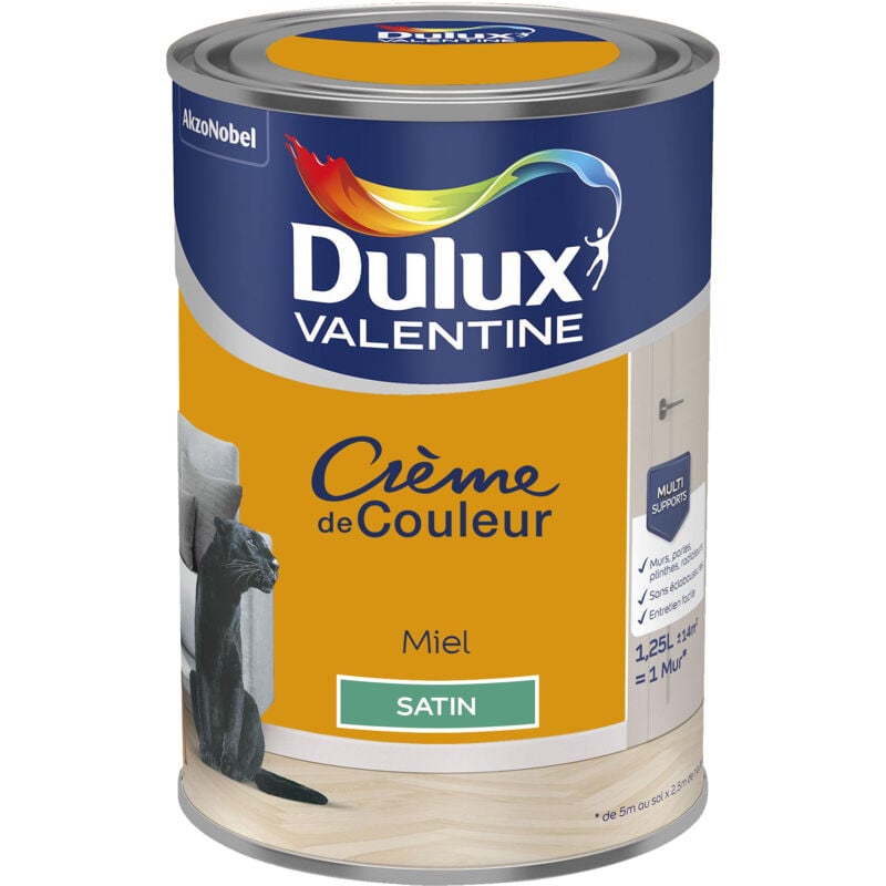 Dulux Valentine - Peinture Crème De Couleur Satin Miel 1,25 l