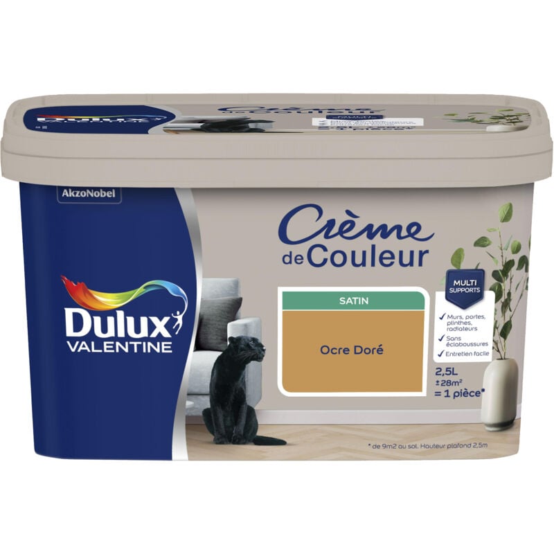 Dulux Valentine - Peinture Crème De Couleur Satin Ocre Doré 2,5 l