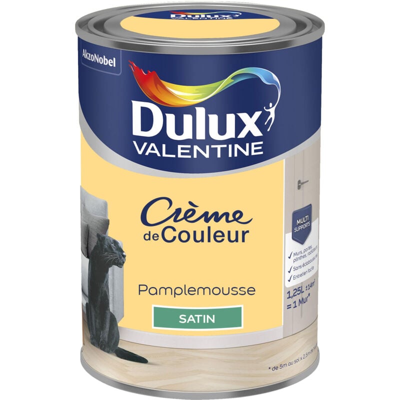 Dulux Valentine - Peinture Crème De Couleur Satin Pamplemousse 1,25 l