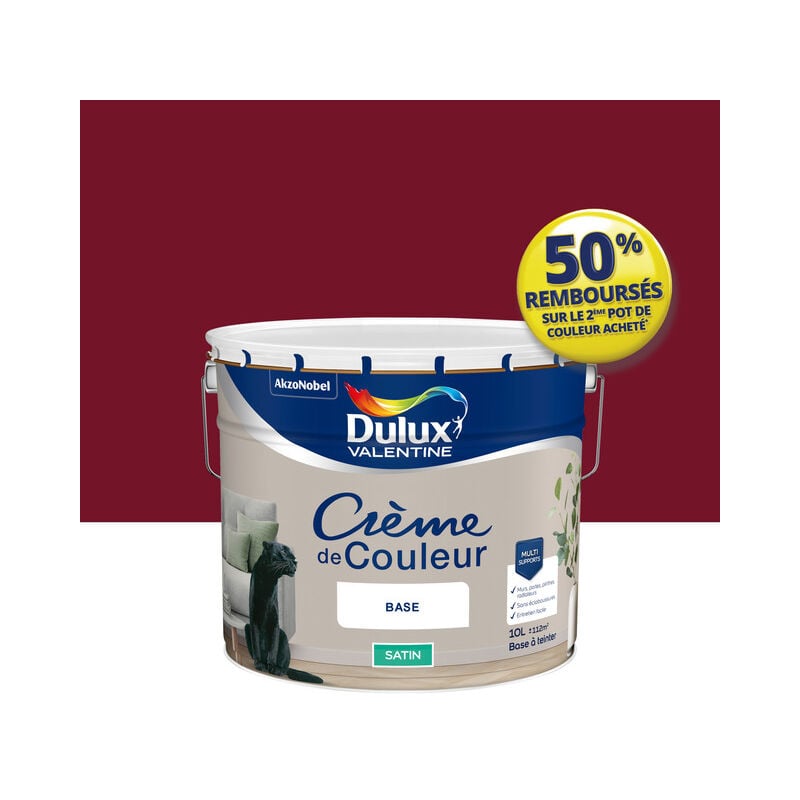 Dulux Valentine - Peinture Crème De Couleur Satin Rouge Bordeaux 10L