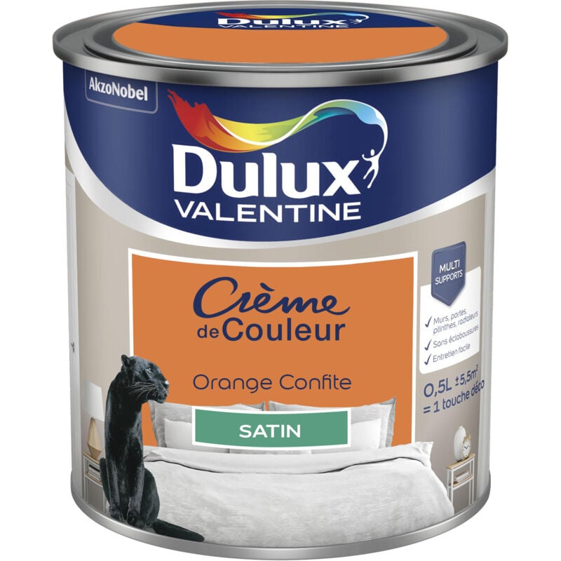 Peinture Crème De Couleur Satin Orange Confite 0,5 l Dulux Valentine