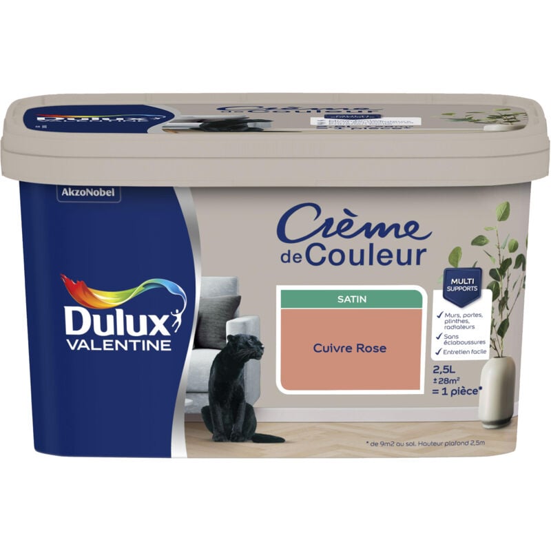 Dulux Valentine - Peinture Crème De Couleur Satin Cuivre Rose 2,5 l