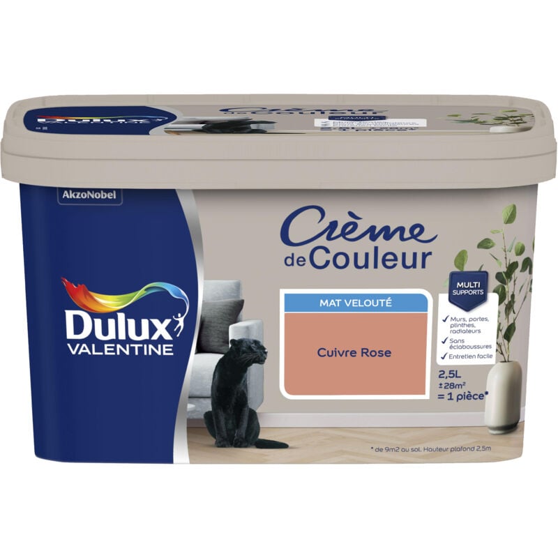 Dulux Valentine - Peinture Crème De Couleur Mat Cuivre Rose 2,5 l