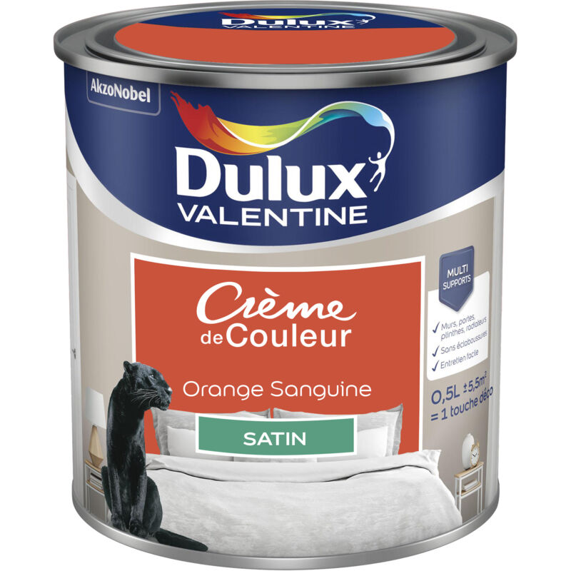 Peinture Crème De Couleur Satin Orange Sanguine 0,5 l Dulux Valentine