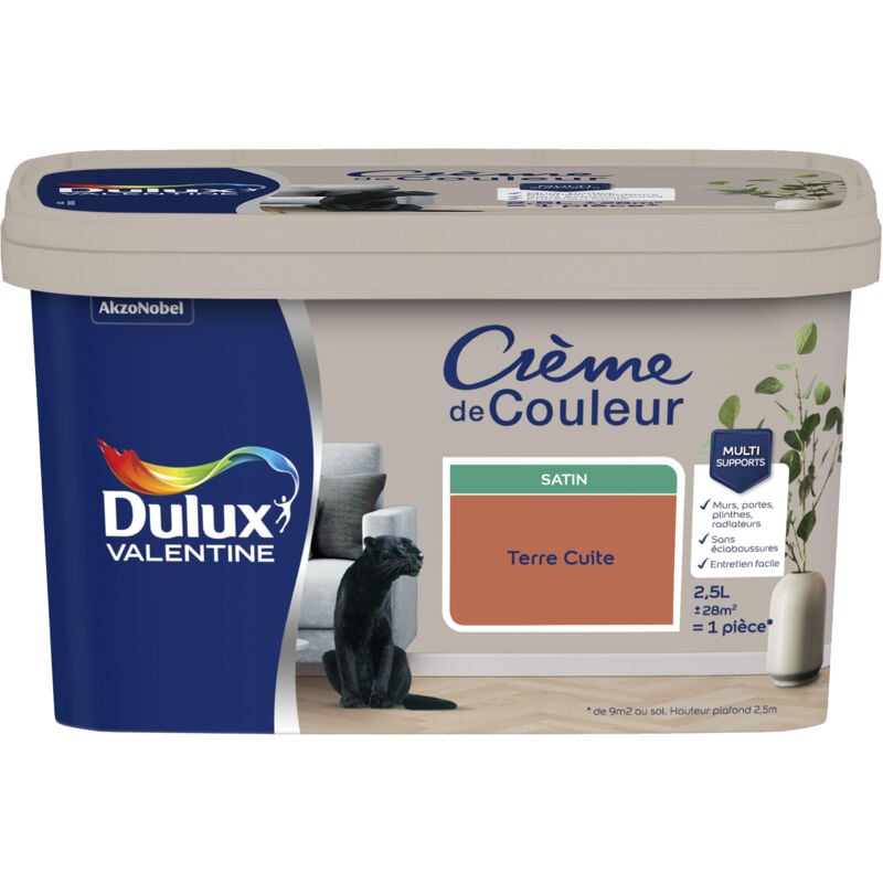 Dulux Valentine - Peinture Crème De Couleur Satin Terre Cuite 2,5 l