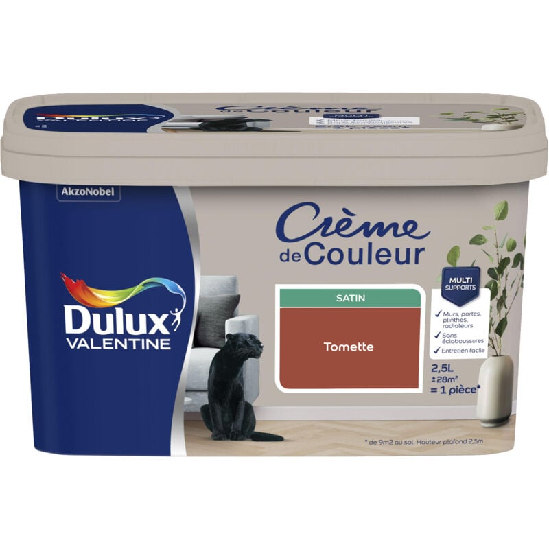 Dulux Valentine - Peinture Crème De Couleur Satin Tomette 2,5 l