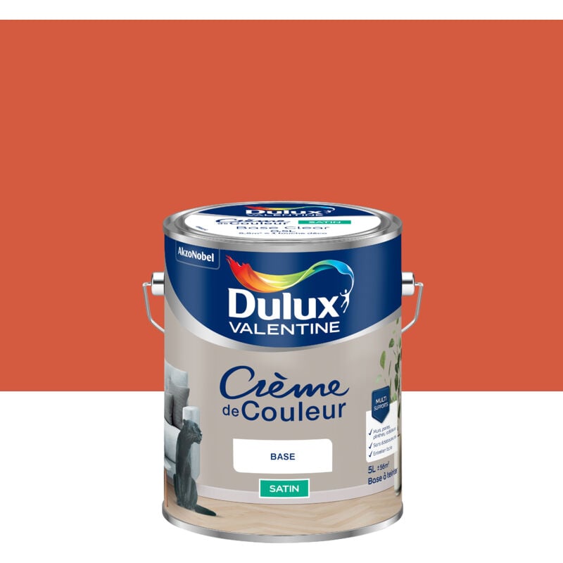 Dulux Valentine - Peinture Crème De Couleur Satin Orange Sanguine 5L