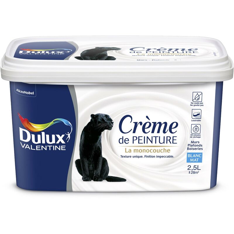 Peinture Crème De Peinture Mat Blanc 25 L Dulux Valentine 5249855