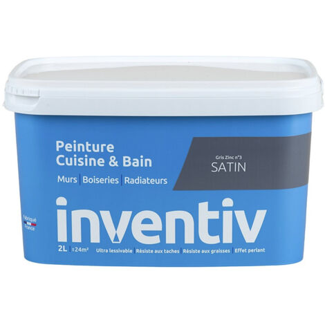 Peinture Cuisine & Bain Gris Zinc Satin 2L - INVENTIV