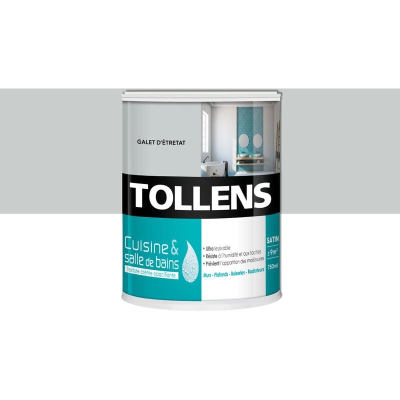 Peinture Cuisine Et Salle De Bain - Ultra Résistante Tollens Pour Murs, Boiseries, Radiateurs - Galet Etret - 0,75L = 9m2