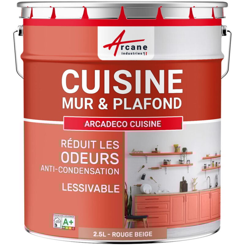 Peinture cuisine lessivable absorbe les odeurs - 2.5 l Rouge beige - ral 3012 Arcane Industries
