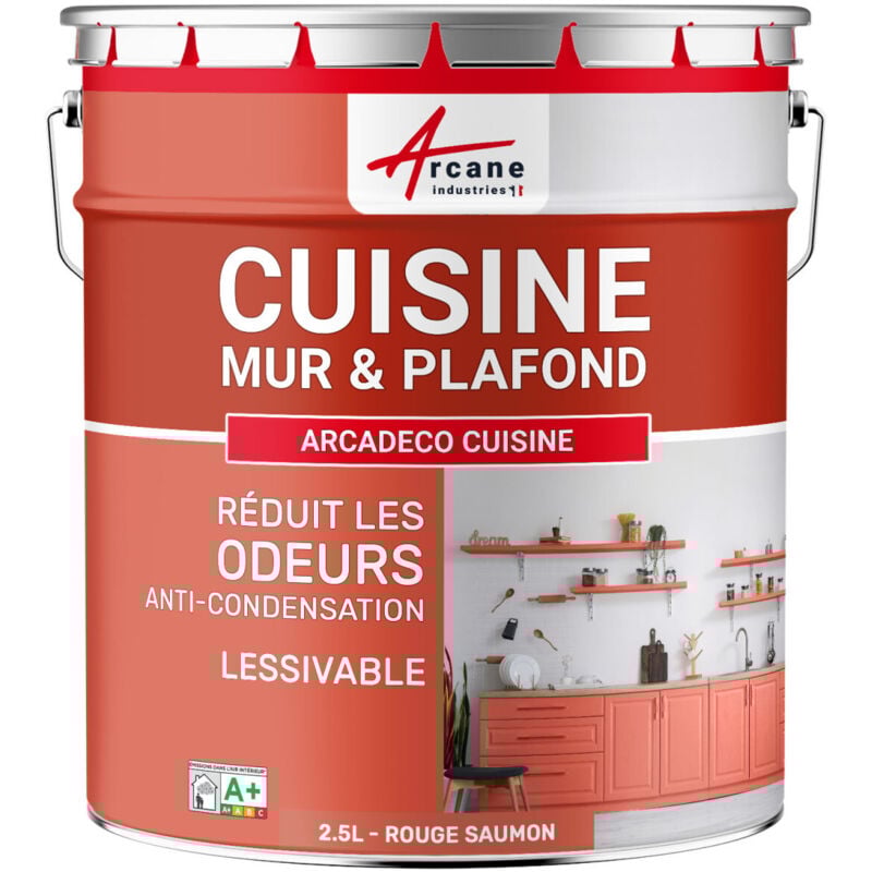 Peinture cuisine lessivable absorbe les odeurs - 2.5 l Rouge saumon - ral 3022 Arcane Industries