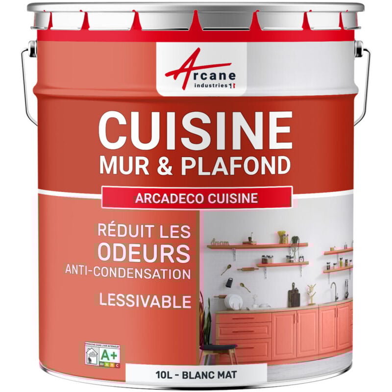 Peinture cuisine lessivable absorbe les odeurs - 10 l Blanc Arcane Industries
