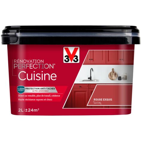 Peinture cuisine Rénovation perfection® V33 Rouge exquis satin 2L