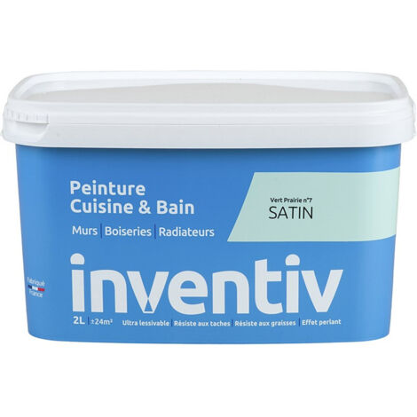 Peinture Cuisine&Bain Vert Prairie 7 Satin 2L - INVENTIV