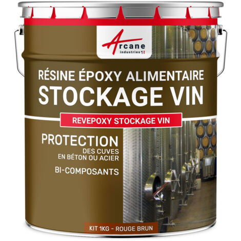 Peinture cuve, vin, béton,  acier, contenant vin ou liquides alcoolisés : Revepoxy stockage vin - 1 kg Rouge Brun - Ral 3011 - ARCANE INDUSTRIES