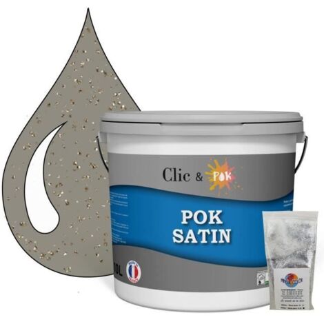 Peinture de Finition Acrylique Effet Pailleté - POK PAILLETTE - 10L - Taupe Grisée - Satiné