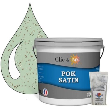 Peinture de Finition Acrylique Effet Pailleté - POK PAILLETTE - 10L - Vert Bord de Mer - Satiné