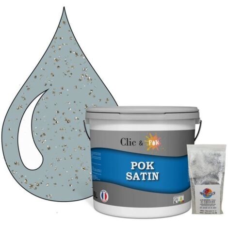 Peinture de Finition Acrylique Effet Pailleté - POK PAILLETTE - 5L - Bleu Grisé - Satiné