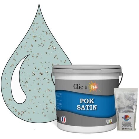 Peinture de Finition Acrylique Effet Pailleté - POK PAILLETTE - 5L - Vert Bleuté - Satiné