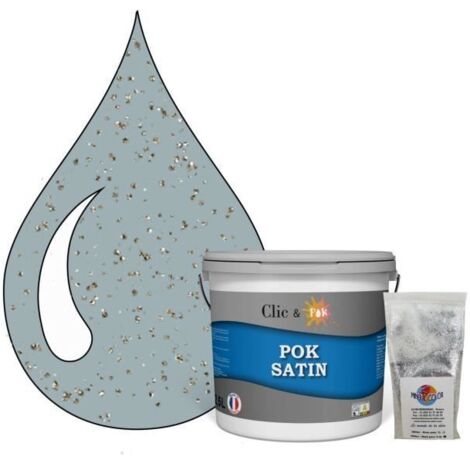 Peinture de Finition Acrylique Effet Pailleté - POK PAILLETTE - Bleu Grisé - Satiné - 2,5L