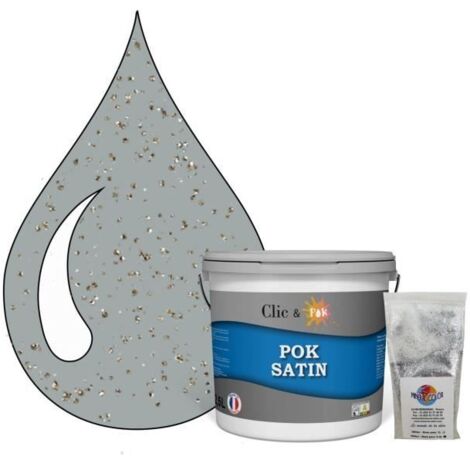 Peinture de Finition Acrylique Effet Pailleté - POK PAILLETTE - Gris Moyen - Satiné - 2,5L