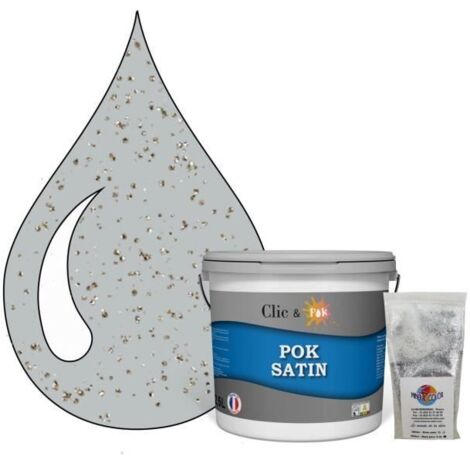 Peinture de Finition Acrylique Effet Pailleté - POK PAILLETTE - Gris Perle - Satiné - 2,5L