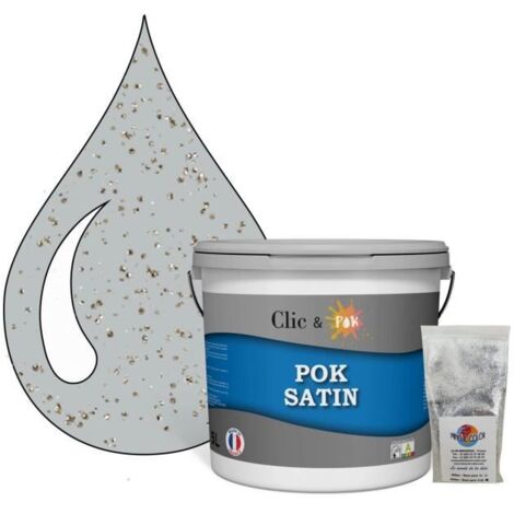 Peinture de Finition Acrylique Effet Pailleté - POK PAILLETTE - Gris Perle - Satiné - 5L