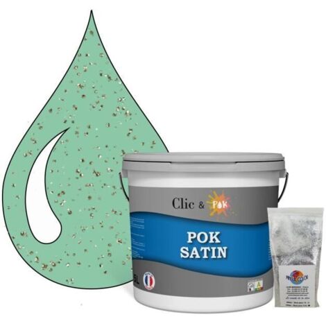 Peinture de Finition Acrylique Effet Pailleté - POK PAILLETTE - Menthe Verte - 5L - Satiné