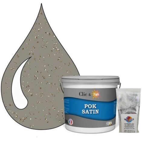Peinture de Finition Acrylique Effet Pailleté - POK PAILLETTE - Taupe Grisée - Satiné - 2,5L