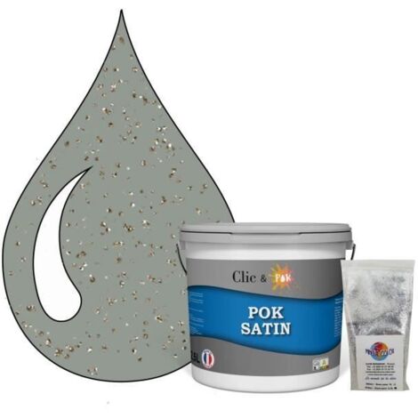 Peinture de Finition Acrylique Effet Pailleté - POK PAILLETTE - Vert Militaire - Satiné - 2,5L