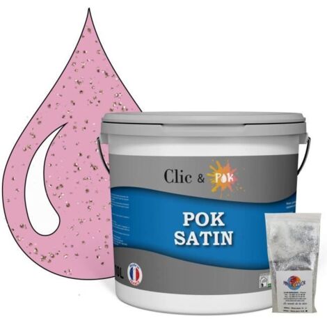 Peinture de finition acrylique - POK PAILLETTE - Effet pailleté - Rose girly - 10L