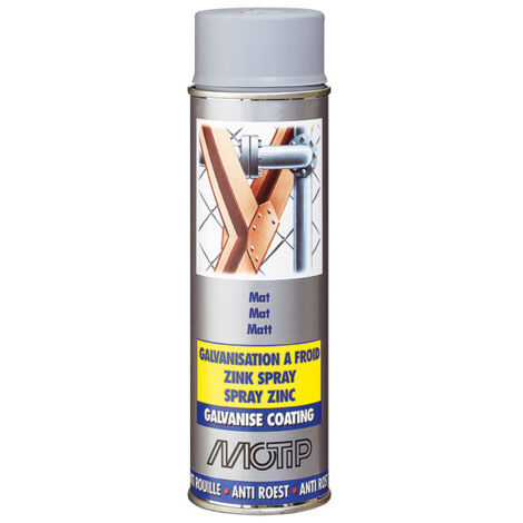 PEINTURE DE GALVANISATION A FROID ALU ZINC BRILLANT AEROSOL 500ML MOTIP