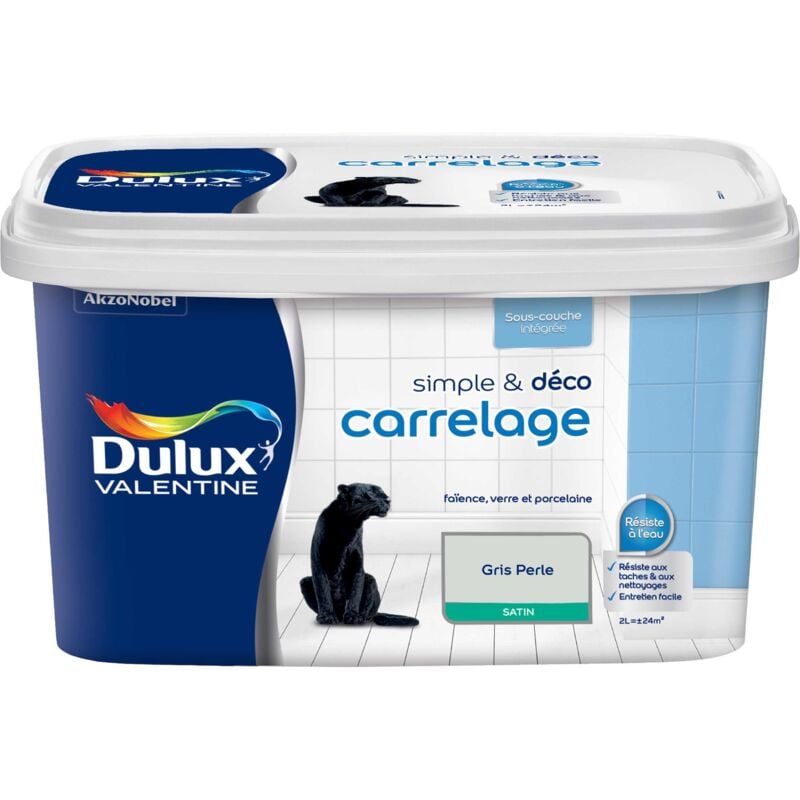 Peinture De Rénovation Simple & Deco Carrelage Satin Gris Perle 2 l Dulux Valentine