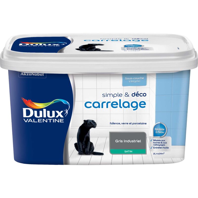 Peinture De Rénovation Simple & Deco Carrelage Satin Gris Industriel 2 l Dulux Valentine