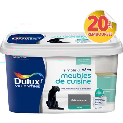 Peinture De Rénovation Simple & Deco Meubles De Cuisine Satin Gris Industriel 2 L - Dulux Valentine