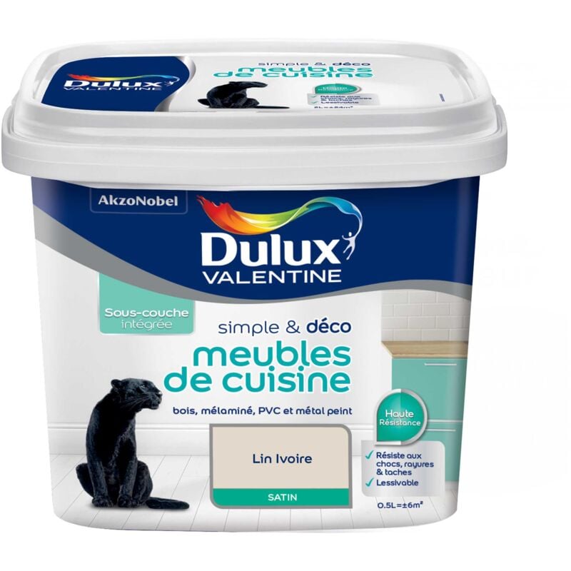 Peinture De Rénovation Simple & Deco Meubles De Cuisine Satin Lin Ivoire 0,5 L - Dulux Valentine