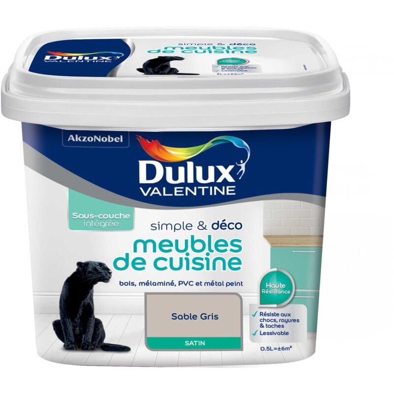 Peinture De Rénovation Simple & Deco Meubles De Cuisine Satin Sable Gris 0,5 l Dulux Valentine