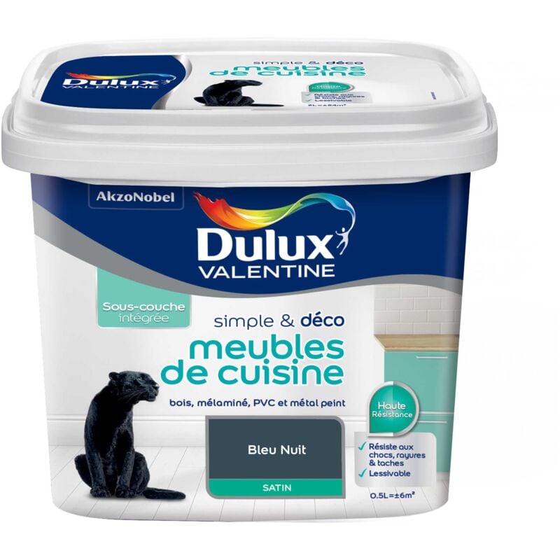 Peinture De Rénovation Simple & Deco Meubles De Cuisine Satin Bleu Nuit 0,5 l Dulux Valentine
