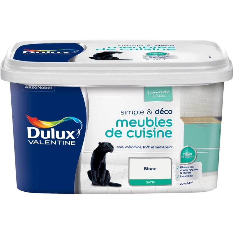 Peinture De Rénovation Simple & Deco Meubles De Cuisine Satin Blanc 2 l Dulux Valentine