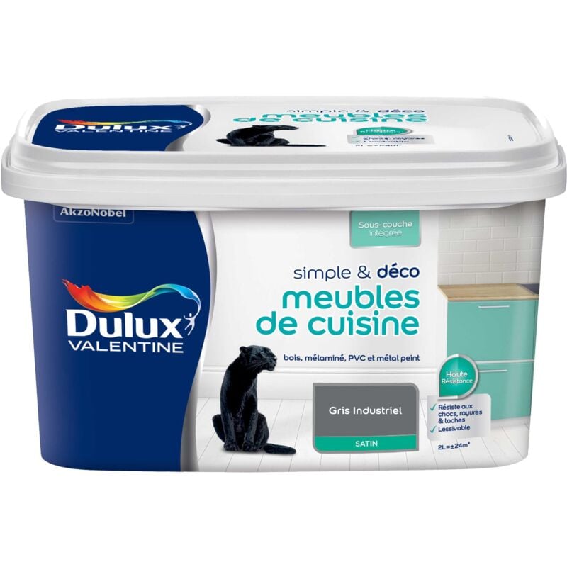 Peinture De Rénovation Simple & Deco Meubles De Cuisine Satin Gris Industriel 2 l Dulux Valentine