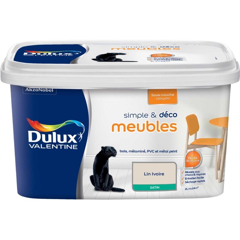 Peinture De Rénovation Simple & Deco Meubles Satin Lin Ivoire 2 l Dulux Valentine