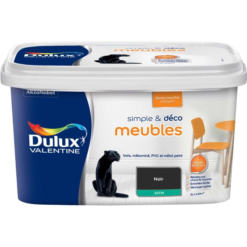 Peinture De Rénovation Simple & Deco Meubles Satin Noir 2 L - Dulux Valentine