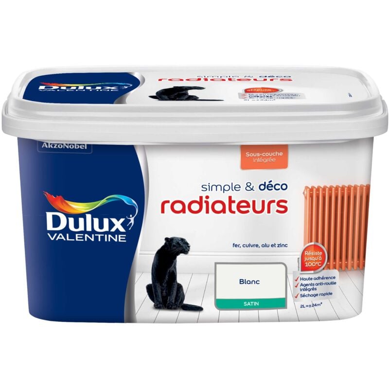 Peinture De Rénovation Simple & Deco Radiateurs Satin Blanc 2 l Dulux Valentine