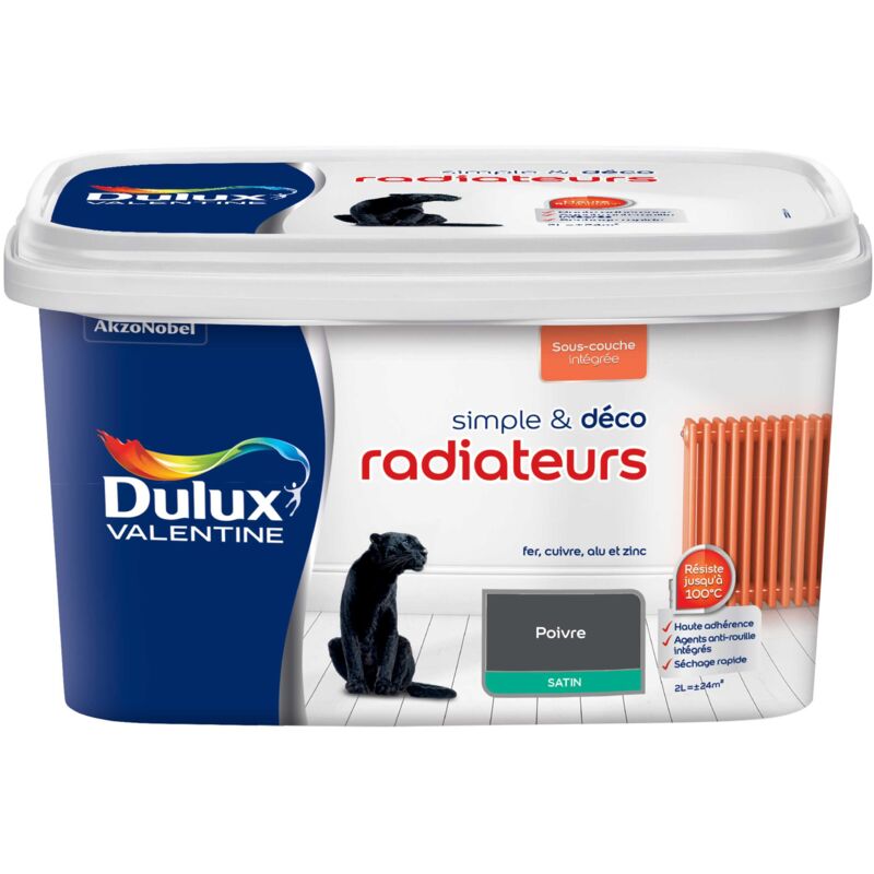 Peinture De Rénovation Simple & Deco Radiateurs Satin Poivre 2 l Dulux Valentine