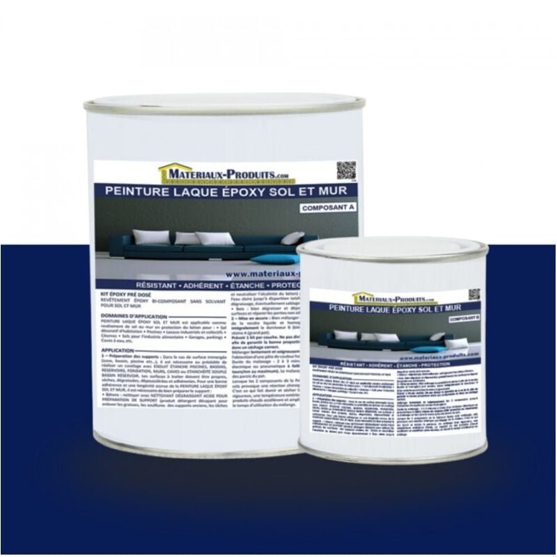 Matpro - Peinture laque Epoxy Sol et Mur - 1 Kg Bleu marine