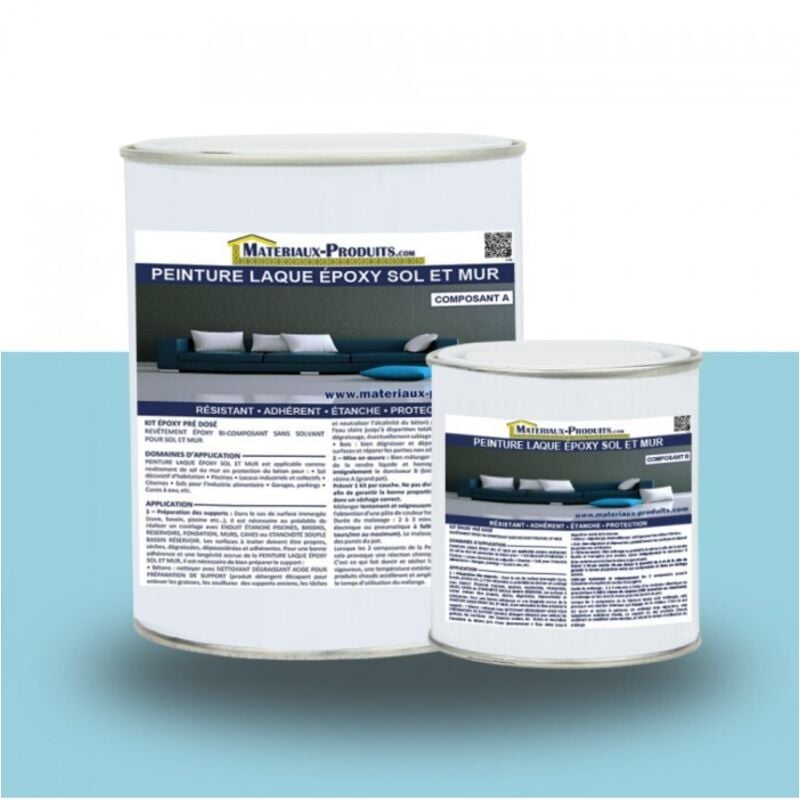 Matpro - Peinture laque Epoxy Sol et Mur - 1 Kg Bleu piscine